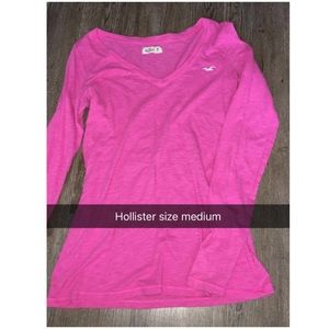Hollister Pink Long Sleeve V-Neck